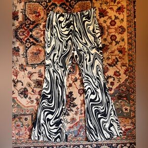 SHEIN Curve Black and White Psychedelic Flare Pants